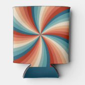 レトロカラフルスタイル波の太陽光線 缶クーラー (正面)
