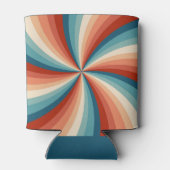 レトロカラフルスタイル波の太陽光線 缶クーラー (裏面)