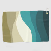 レトロカラフルスタイル波の装飾 ゴルフタオル (横)