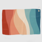 レトロカラフルスタイル波の装飾 ゴルフタオル (横)