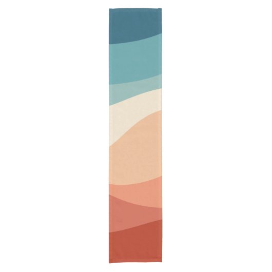 レトロカラフルスタイル波の装飾 ショートテーブルランナー (正面)