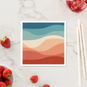 レトロカラフルスタイル波の装飾 スタンダードカクテルナプキン (インサイチュ)