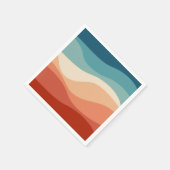 レトロカラフルスタイル波の装飾 スタンダードカクテルナプキン (角)