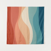 レトロカラフルスタイル波の装飾 タペストリー (正面(横))