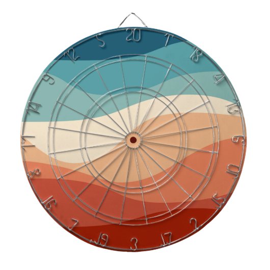 レトロカラフルスタイル波の装飾 ダーツボード (正面)