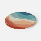 レトロカラフルスタイル波の装飾 ペーパープレート (アングル)