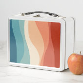 レトロカラフルスタイル波の装飾 メタルランチボックス (インサイチュ)