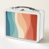 レトロカラフルスタイル波の装飾 メタルランチボックス (正面)