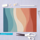 レトロカラフルスタイル波の装飾 薄葉紙 (クラフト)