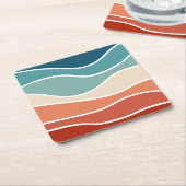 レトロカラフルスタイル スクエアペーパーコースター (アングル)