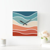 レトロカラフルスタイル スクエア壁時計 (ホーム)