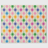 レトロカラフルスターバストミッドセンチュリーモダン ラッピングペーパー (フラット)