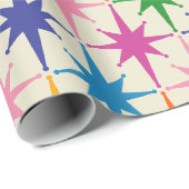 レトロカラフルスターバストミッドセンチュリーモダン ラッピングペーパー (ロールコーナー)