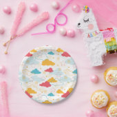 レトロカラフルスターリースカイアートパターン ペーパープレート (パーティー)