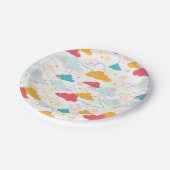 レトロカラフルスターリースカイアートパターン ペーパープレート (アングル)