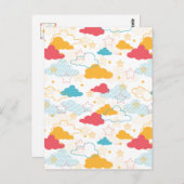 レトロカラフルスターリースカイアートパターン ポストカード (正面/裏面)