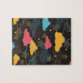 レトロカラフルスターリースカイアートパターンII ジグソーパズル (横)