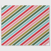 レトロカラフルストライプクリスマス ラッピングペーパー (フラット)