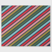 レトロカラフルストライプクリスマス ラッピングペーパー (フラット)
