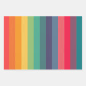 レトロカラフルストライプパターン ラッピングペーパーシート (正面3)