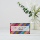 レトロカラフルストライプパターン#34 名刺 (スタンド正面)