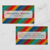 レトロカラフルストライプパターン#50 名刺 (正面/裏面)