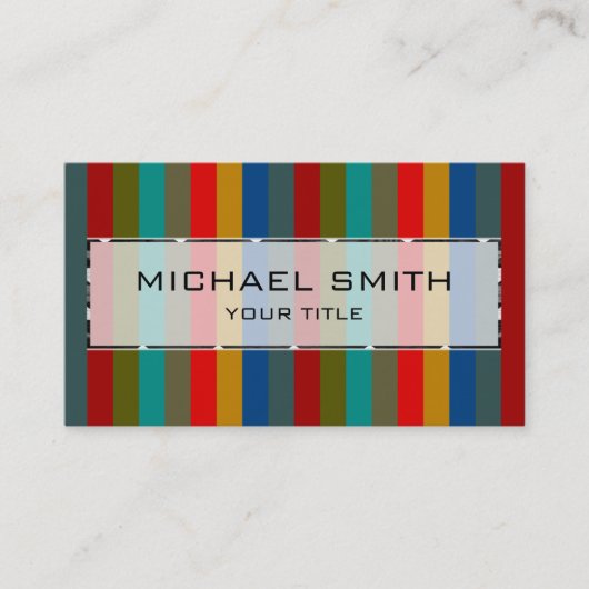 レトロカラフルストライプパターン#50 名刺 (正面)