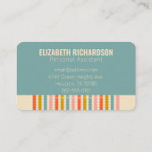 レトロカラフルストライプ名パーソナライズされたアドレスB 名刺 (裏面)
