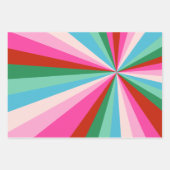 レトロカラフルストライプ、パターン&フォントクリスマス ラッピングペーパーシート (正面)