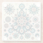 レトロカラフルスノーフレーク冬パターン ガラスコースター (裏面)