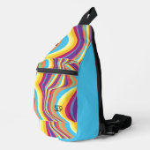レトロカラフルスワールストライプモノグラムパーソナライズされた スリングバッグ (右コーナー)