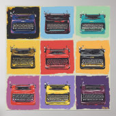 レトロカラフルタイプライターポップ・アートのアートグリッドプリント ポスター (正面)