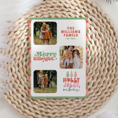 レトロカラフルタイポグラフィシックファミリークリスマス シーズンカード