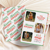 レトロカラフルタイポグラフィシックファミリークリスマス シーズンカード