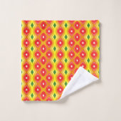 レトロカラフルダイアモンドストライプパターン バスタオルセット (ウォッシュタオル)