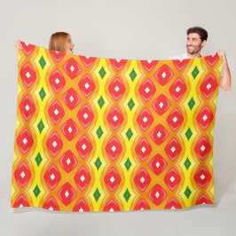 レトロカラフルダイアモンドストライプパターン フリースブランケット