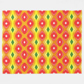 レトロカラフルダイアモンドストライプパターン フリースブランケット (正面(横))