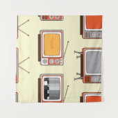 レトロカラフルテレビ、ヴィンテージパターン タペストリー (正面(横))