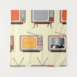 レトロカラフルテレビ、ヴィンテージパターン タペストリー