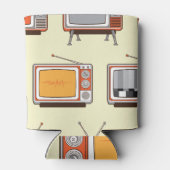 レトロカラフルテレビ、ヴィンテージパターン 缶クーラー (裏面)