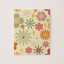 レトロカラフルデイジーフラワージグソーパズル