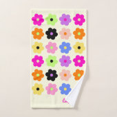 レトロカラフルデイジーBOHOシックミニマリストネーム バスタオルセット (ハンドタオル)