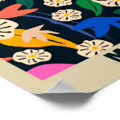 レトロカラフルトロピカルフラワーマーケットマドリード ポスター (角)