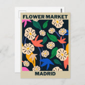 レトロカラフルトロピカルフラワーマーケットマドリード ポストカード (正面/裏面)
