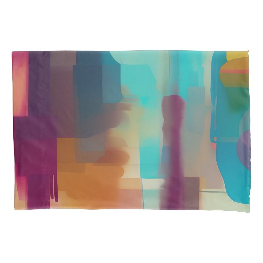 レトロカラフルトーンブレンド 枕カバー (正面)