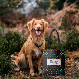 レトロカラフルドッインスパイアト80s黒 トートバッグ