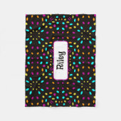 レトロカラフルドッインスパイアト80s黒 フリースブランケット (正面)