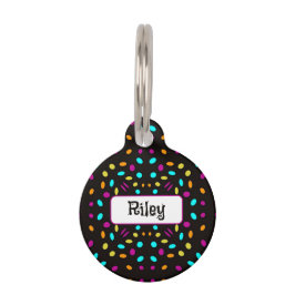 レトロカラフルドッインスパイアト80s黒 ペット　ネームタグ