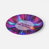 レトロカラフルネオンピ白熱［赤熱］光を放つックパープルライト ペーパープレート (アングル)