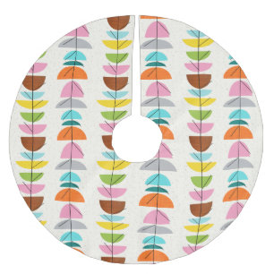 レトロカラフルネストクリスマスツリースカート ブラッシュドポリエステルツリースカート